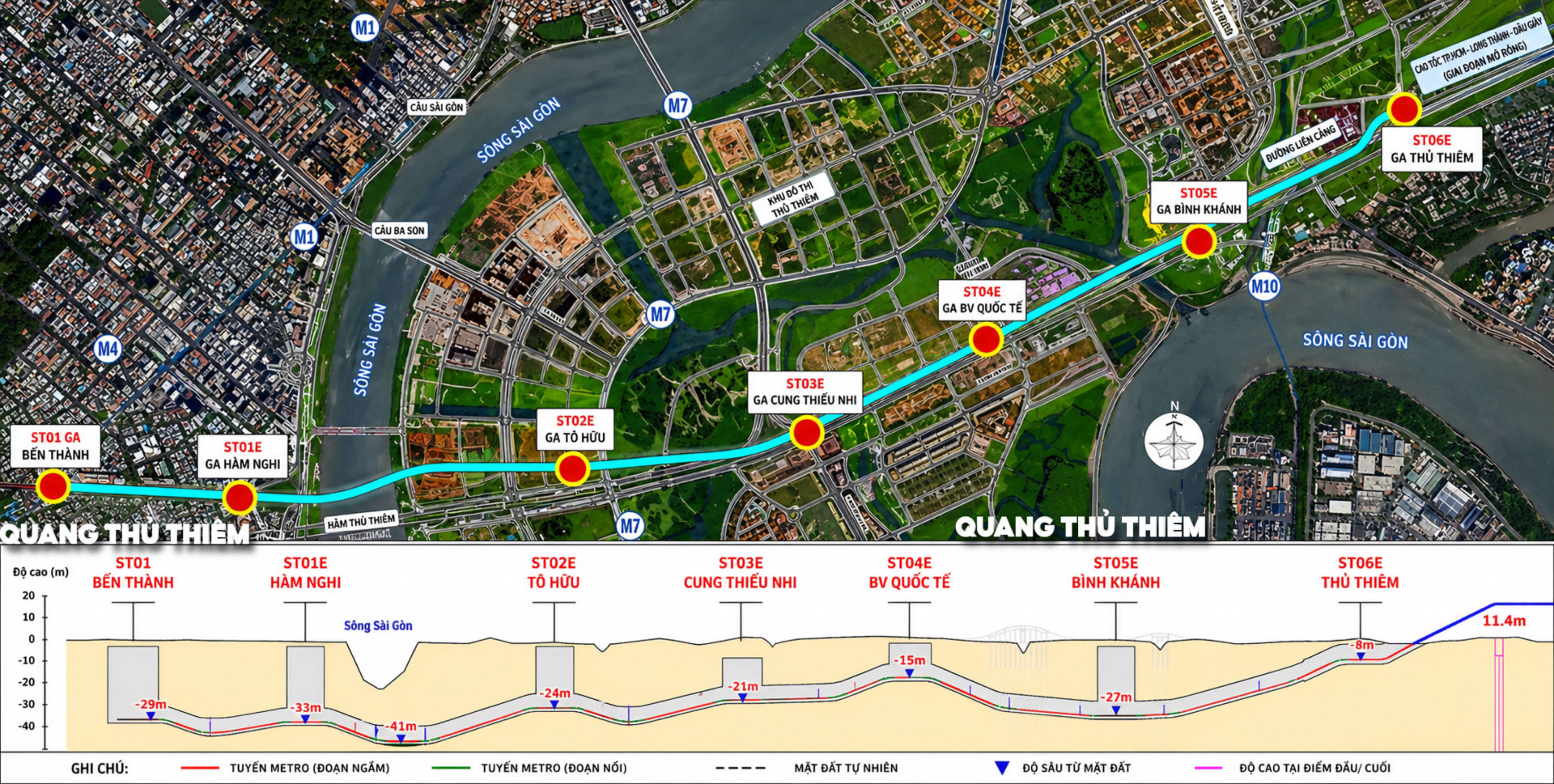Tuyến metro Bến Thành – Thủ Thiêm có độ sâu lớn nhất Việt Nam